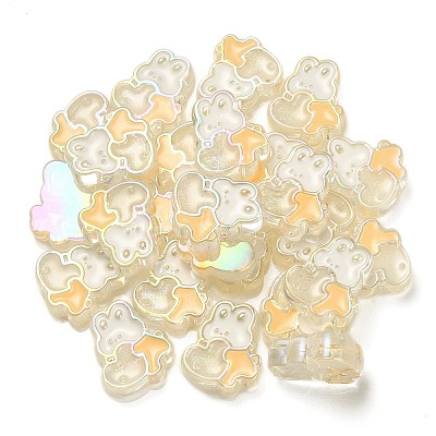 UV Plating Rainbow Iridescent Acrylic Enamel Beads OACR-G012-07C-1