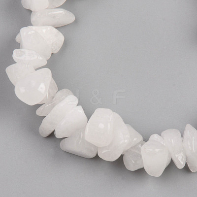 Unisex Chip Natural White Moonstone Beaded Stretch Bracelets BJEW-S143-46-1