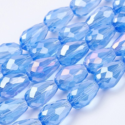 Electroplate Glass Beads Strands X-EGLA-D015-15x10mm-10-1