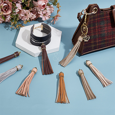 12Pcs 6 Colors Imitation Leather Tassel Big Pendants Decorations FIND-PH0024-17-1