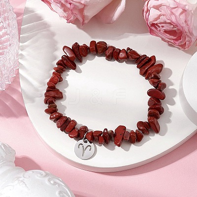 Natural Red Jasper Stretch Bracelets BJEW-JB11147-01-1