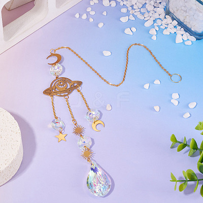 1Pc Faceted Glass Sun Catcher Pendant Decorations AJEW-TA0002-88-1