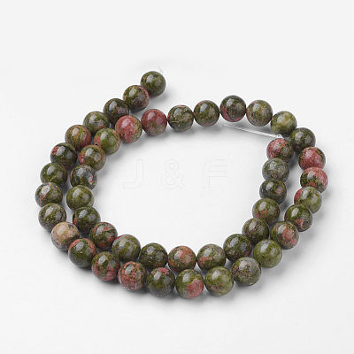 Natural Unakite Bead Strands G-G735-67-8mm-1