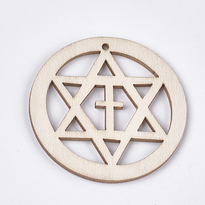 Undyed Wood Big Pendants WOOD-T016-03C-1