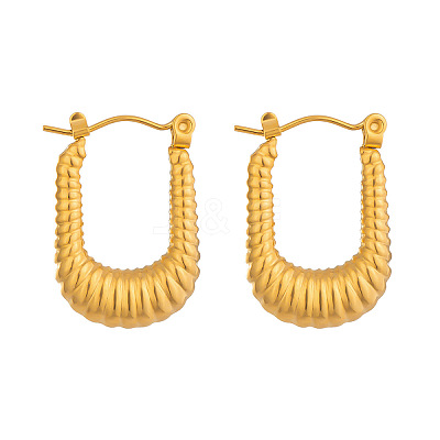 Textured 304 Stainless Steel Hoop Earrings for Women ZR7254-1