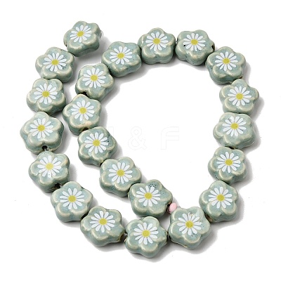 Glaze Daisy Flower Printed Porcelain Beads PR-CBA03B0-04B-1