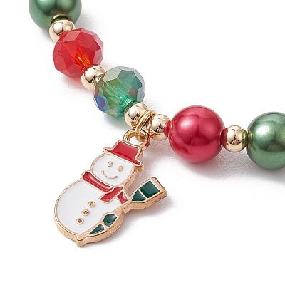 Alloy Enamel Santa Claus Christmas Tree Charm Bracelets X1-BJEW-TA00465-1