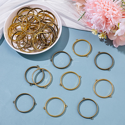 40Pcs Alloy Flat Round Open Back Bezel Connector Charms FIND-AR0006-68-1