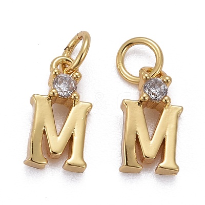 Brass Micro Pave Clear Cubic Zirconia Pendants ZIRC-Z011-35M-1