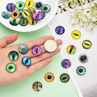30Pcs 15 Style Luminous Glass Cabochons DIY-CA0004-97-1