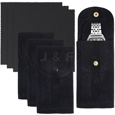 3 Sets Rectangle Velvet Single Watch Storage Bags ABAG-BBC0001-12C-1