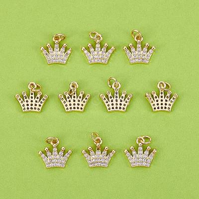 10Pcs Brass Micro Pave Clear Cubic Zirconia Charms ZIRC-SZ0002-06-1