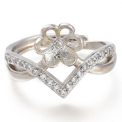 Adjustable Brass Finger Cup Peg Ring Settings ZIRC-I049-03-1