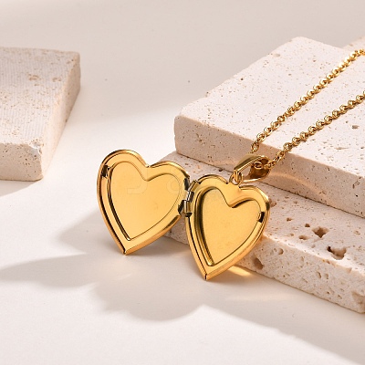 Stainless Steel Pave Natural Paua Shell Love Heart Peach Locket Pendant Cable Chain Necklaces for Women PW-WG7AB06-01-1