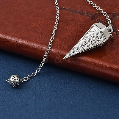 Rack Plating Brass Cone Dowsing Pendulum Pendants AJEW-G064-01P-1