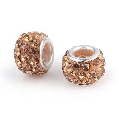 Polymer Clay Rhinestone European Beads CPDL-T001-06-1
