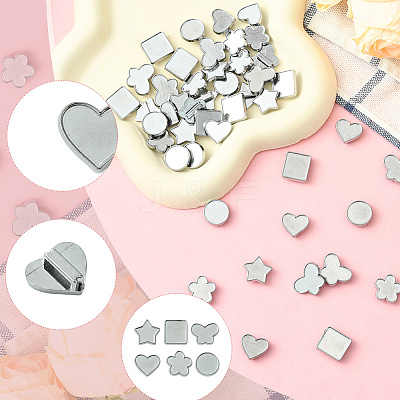 48Pcs 8 Styles Alloy Slide Charms Cabochon Settings FIND-SC0016-55A-P-1