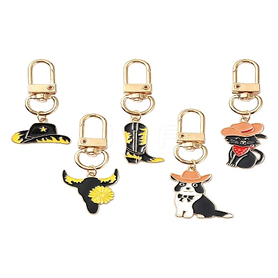 Cowboy Theme Alloy Enamel Pendant Decorations HJEW-YW00022-01-1