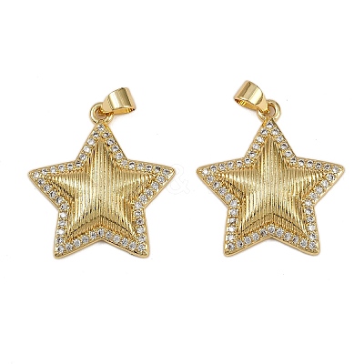 Brass Micro Pave Cubic Zirconia Pendants KK-I358-054A-G-1