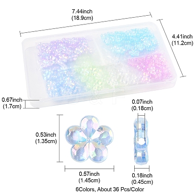97.2G 6 Colors Transaparent Acrylic Beads PACR-FS0001-07-1