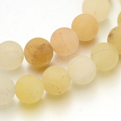 Frosted Round Natural Yellow Aventurine Bead Strands X-G-J338-06-8mm-1