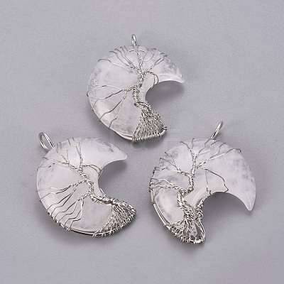 Natural Quartz Crystal Tree of Life Wire Wrapped Pendants G-L520-E06-P-1