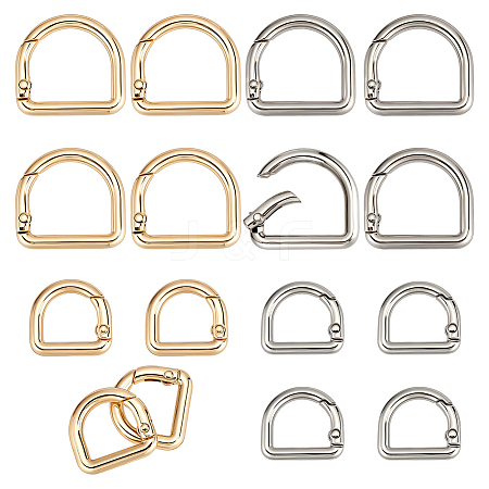 16Pcs 4 Styles Alloy Spring Gate Rings FIND-PH0059-72-1