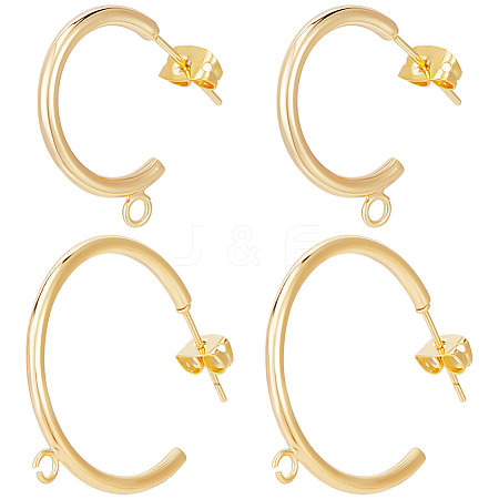 Beebeecraft 20Pcs 2 Style Brass Ring Stud Earring Findings KK-BBC0012-81-1