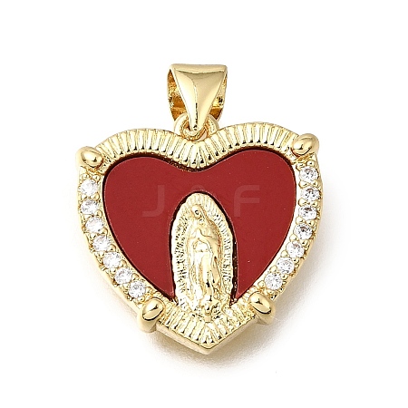 Religion Brass & Clear Cubic Zirconia & Acrylic Pendants KK-G602-05A-04-1