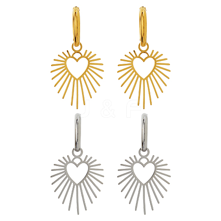 2Pairs 2 Colors 304 Stainless Steel Hoop Earrings EJEW-HS0001-25-1