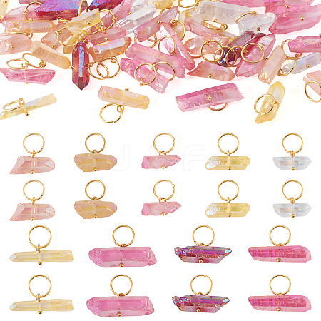 45Pcs 9 Styles Electroplated Natural Quartz Crystal Pendants PALLOY-TAC0226-1