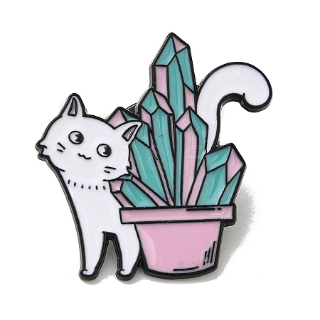 Cat & Crystal Cluster Theme Enamel Pins JEWB-F029-03-1