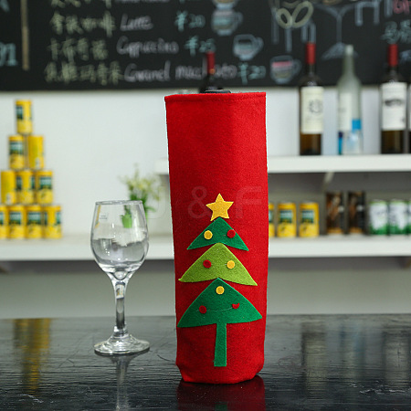 Christmas Wine Bottle Cover Bag Decoration AJEW-E030-H03-1