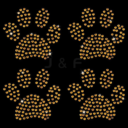 Paw Print Hotfix Glass Rhinestone DIY-WH0453-71B-02-1