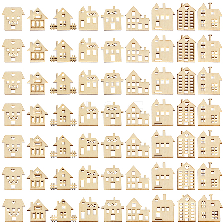 100Pcs Unfinished Wooden Cutcouts DIY-GF0013-50-1