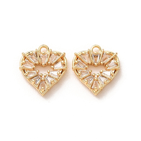 Valentine's Day Brass Micro Pave Clear Cubic Zirconia Charms KK-A304-24H-G-1