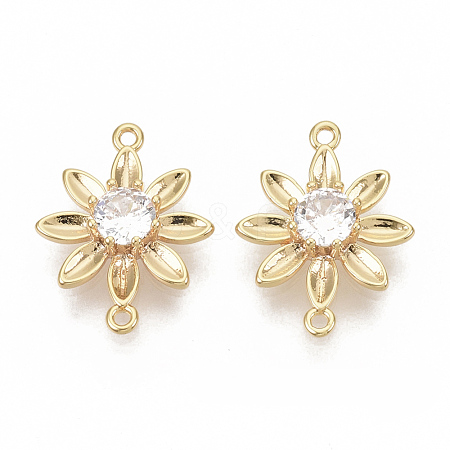 Brass Cubic Zirconia Links connectors KK-T050-25G-NF-1