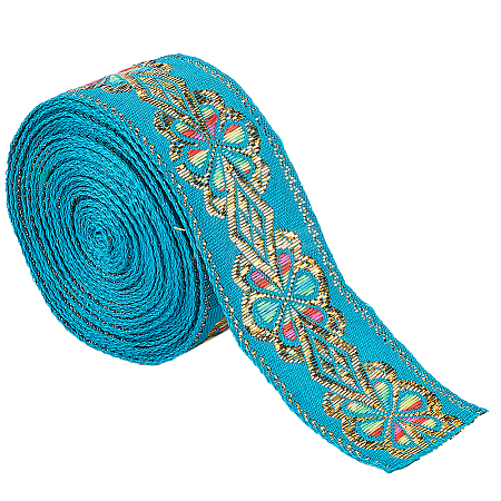 Flat Ethnic Style Embroidery Polyester Ribbons OCOR-WH0067-86B-1