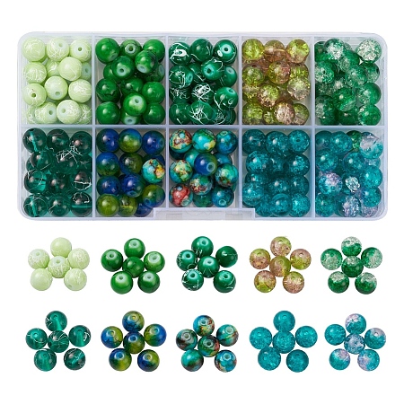 10 Style Spray Painted & Drawbench Transparent & Baking Painted Glass Beads GLAA-YW0001-26E-1