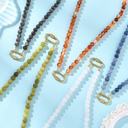 Natural Mixed Stone Round Beaded Necklaces for Women NJEW-JN06452-1