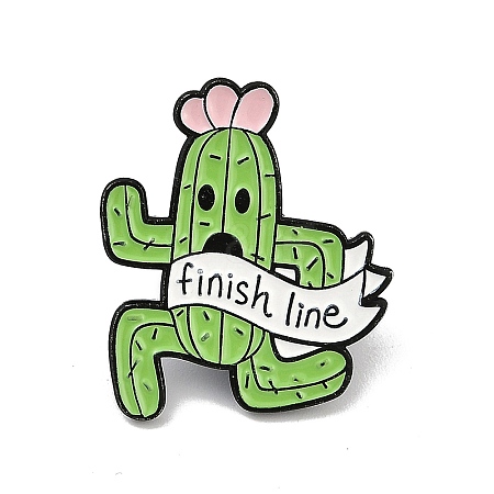 Fanny Running Cactus Finish Line Enamel Pins JEWB-R001-05EB-03-1