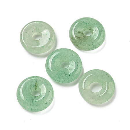 Natural Green Aventurine Donut/Pi Disc Charms G-G142-01P-1