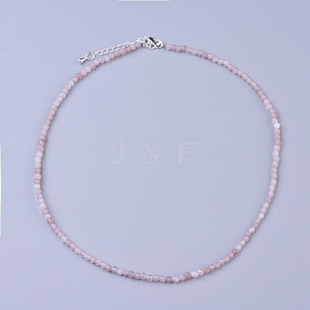 Natural Rose Quartz Beaded Necklaces NJEW-K114-B-A01-1