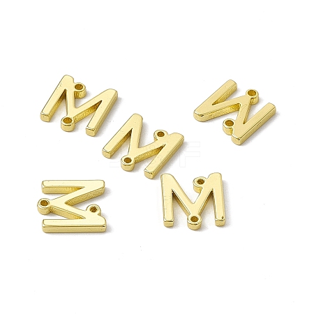 Rack Plating Brass Letter Connector Charms KK-C007-38G-M-1