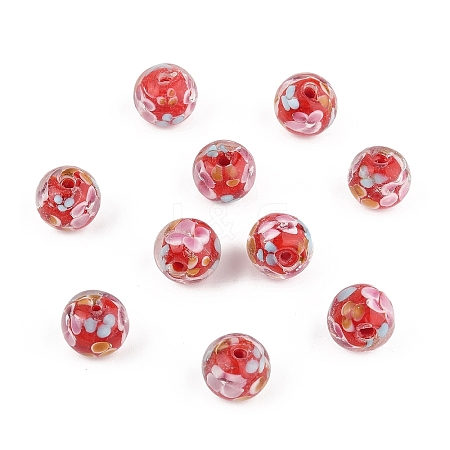 10Pcs Round Lampwork Beads LAMP-YW0001-60D-1
