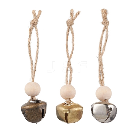 3Pcs 3 Colors Iron Bell Pendant Decoration HJEW-JM02228-1