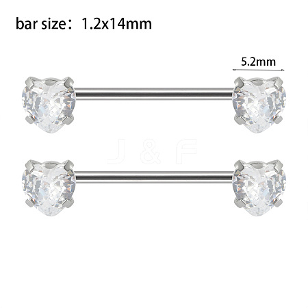 304 Stainless Steel Clear Cubic Zirconia Nipple Rings WG434B5-02-1