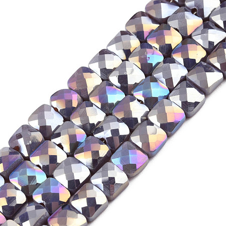 Electroplate Opaque Solid Color Glass Beads Strands EGLA-N002-43-08-1