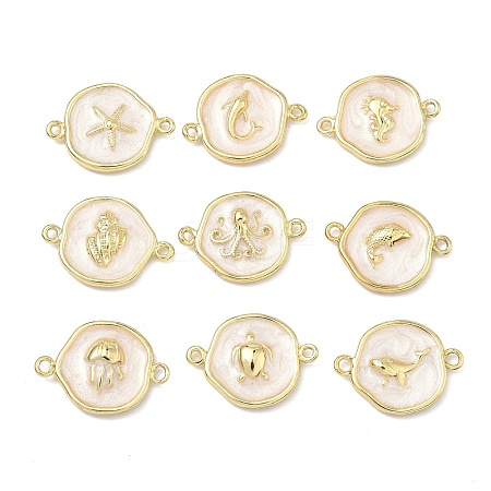 Ocean Brass Enamel Links Connector Charms KK-K417-07G-02-1