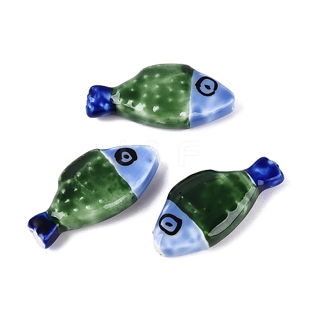 Hand Painted Fish Shaped Porcelain Beads PORC-N013-06F-1